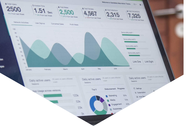 Analytics dashboard on laptop screen