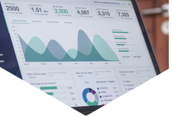 Analytics dashboard on laptop screen