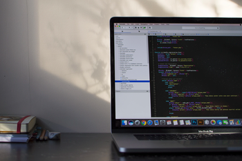 Code on laptop screen
