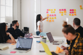 Woman presenting in meeting