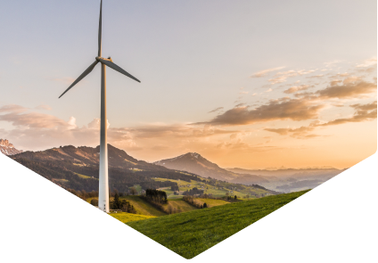 Wind turbine on hillside